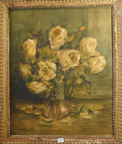 66- Mathilde SEE ''Vase de roses'' Aquarelle...