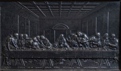 null 
23- ''La Cène'' Bas-relief en métal argenté 8 x 13 cm

