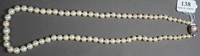 null 138- Collier de perles de culture en chute Fermoir en or gris et perle Pds brut...