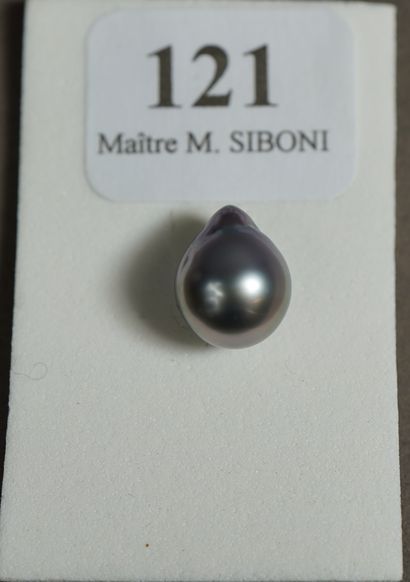 null 121- Perle de Tahiti poire baroque grise irisée 9,8 x 11,5 mm