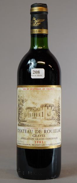 null 208- 12 bouteilles de Château de Rouillac, Graves 1981