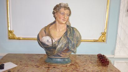 null 28- Deux bustes de femmes en plâtre. Patinés par Mirta DUBISCHAR (XXème) H :...