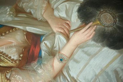 null 29- Constant Joseph BROCHART (1816-1899) ''Anne de CALDAGUES'' Pastel ovale...