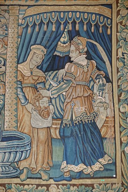  6- FLANDRES _x0001_Importante tapisserie :'' Judith et Holophene" 'Circa 1600 Bordure...