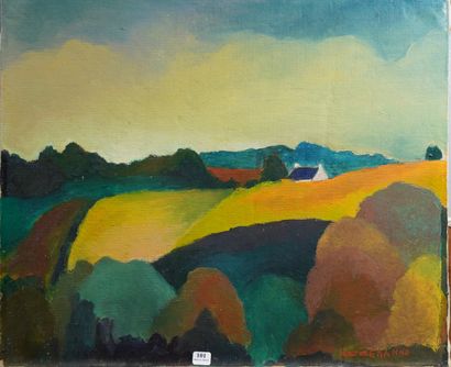 null 
101- Maurice EHANNO ''Paysage de Bretagne'' Huile sur toile signée en bas à...