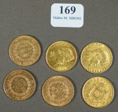 null 169- Six pièces de 20 F en or