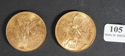 105- Deux pièces de 50 Pesos en or