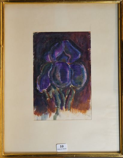  10- PUMER (?) ''Iris'' Aquarelle signée en bas à droite 19 x 12 cm