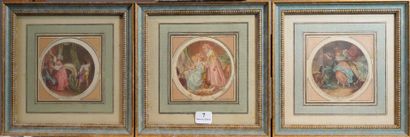 null 7- ''Scènes galantes'' et ''La toilette'' Trois gravures On y joint une double...