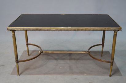 null 452- Table basse Piétement en métal doré et plateau en verre noir 48 x 90 x...