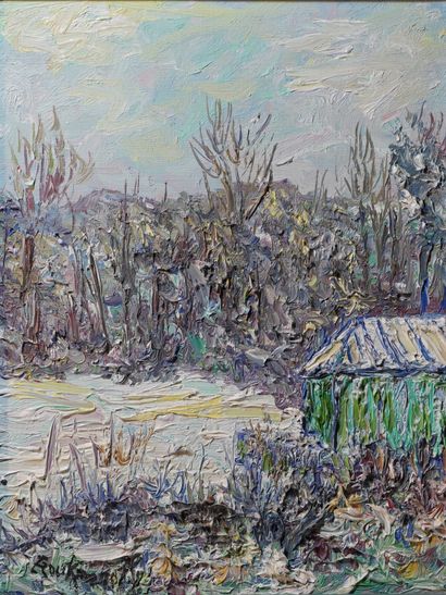 null 25- Marc EROUKMANOFF ''Paysage d'hiver'' Huile sur toile signée en bas à gauche...