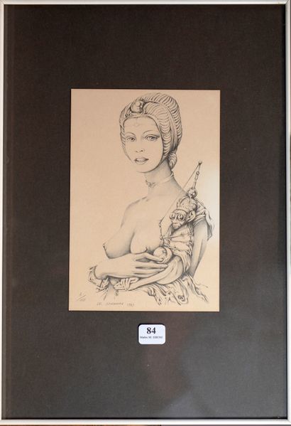 84- Wojtek SIUDMAK ''Femme au singe'' Lithographie...
