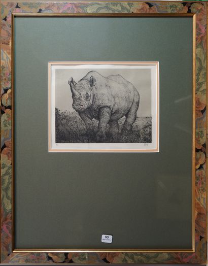 null 
85- Roland CAT ''Rhinocéros'' Gravure n° 8/60 signée en bas à droite et datée...