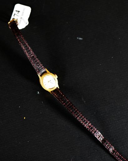 null 274- LONGINES Montre de dame en or jaune Bracelet en cuir Pds : 11,60 g