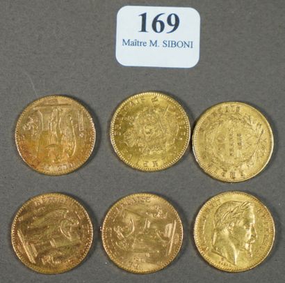 169- Six pièces de 20 F en or