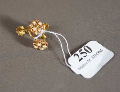 null 250- Boucles d'oreilles dormeuses en or jaune 18K à motif carré orné de diamants...