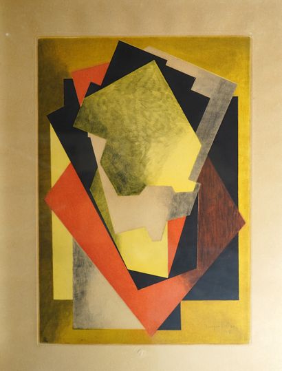  14- Jacques VILLON ''Composition abstraite'' Lithographie Porte le tampon du Musée...