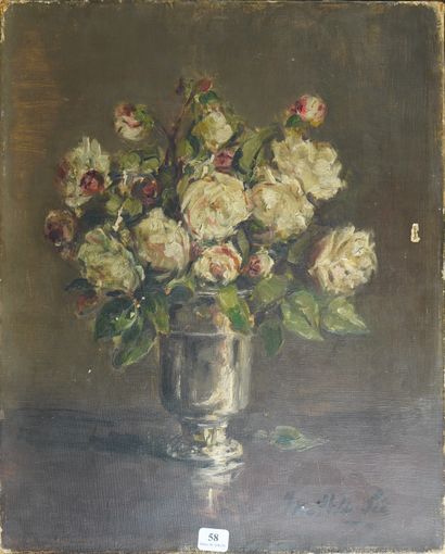 58- Mathilde SEE ''Vase au bouquet de roses...