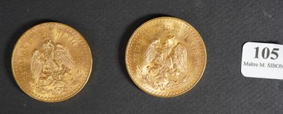 null 105- Deux pièces de 50 Pesos en or