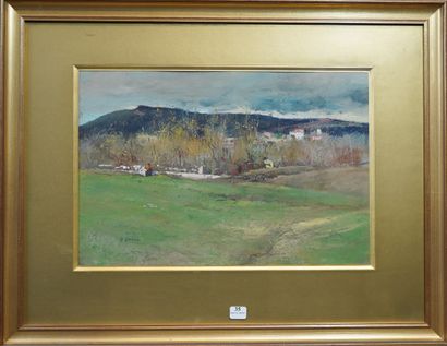 null 35- Giuseppe CASCIARO (1863-1941) ''Paysage'' Pastel signé en bas à gauche 25,5...