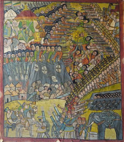 108- ''La bataille d'Adoua'' Toile peinte...