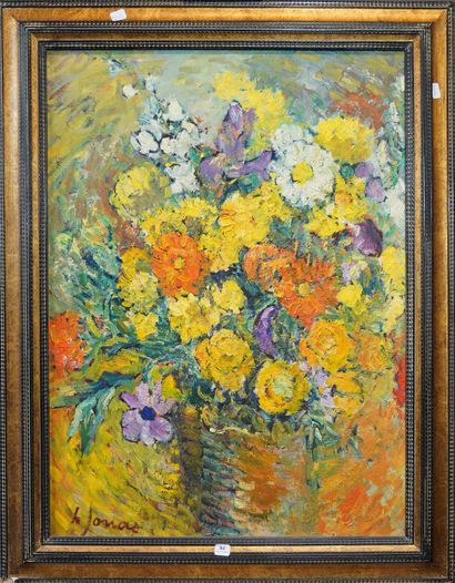 84- H. JONAS ''Fleurs'' Huile sur toile signée...