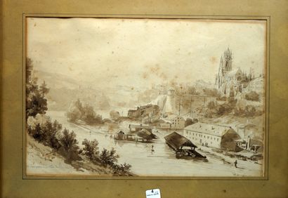  4- Jean- Jacques CHAMPIN (1786-1860) ''Vue d'une partie de la ville, Duerne'' et...