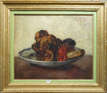 null 64- Charles MONGINOT ''Nature morte à la brioche'' Huile sur toile signée en...