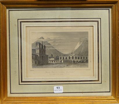 null 93- ''Place de Mexico'' et ''Grande place de l'ancienne Guatimatal'' Deux gravures...