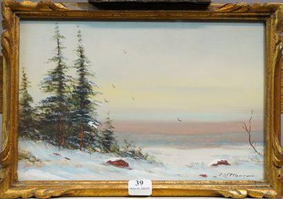 null 39- L.M. FRANCOIS ''Paysage de neige'' Signé en bas à droite 15 x 23 cm