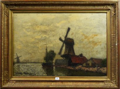 null 20- Franck-William BOGGS 
''Les moulins'' 
Huile sur toile signée en bas à gauche...