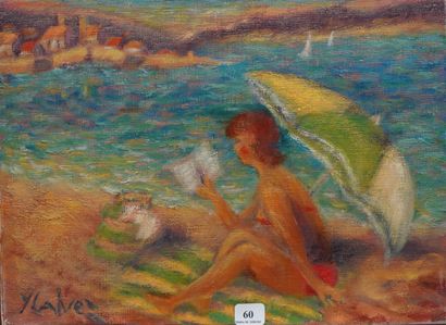 null 60- Yves CALVES

''Plage d'Antibes : la lecture''

Huile sur toile signée en...