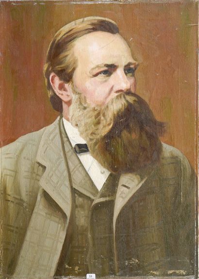  33- Ivan Nikolaevich SHULGA 
''Portrait de Friedrich Engels'' 
Huile sur toile signée...