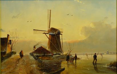 null 75- C.J. ROSENBAUM (?)

''Moulin et patineurs''

Huile sur toile

28 x 41 c...