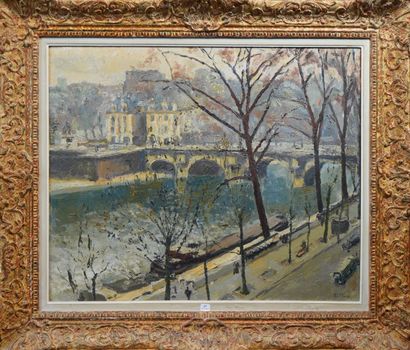 null 37- Arthur FILLON ''Les quais à Paris'' Huile sur toile signée en bas à droite...