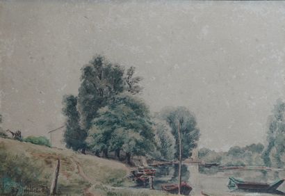 17- V.L. MILLET ''Barques sur la rivière''...