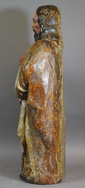 null 184- Saint Apôtre en bois doré et polychrome Très beaux détails dans le traitement...