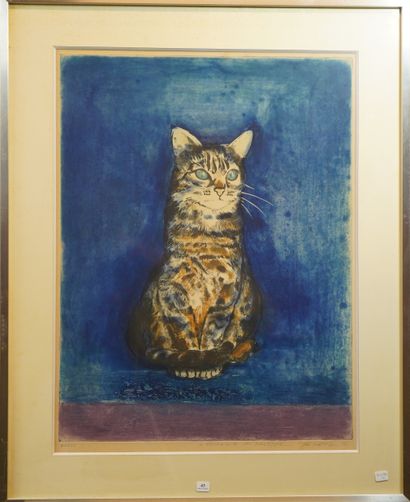 null 43- ''Le chat'' Estampe 67 x 50 cm