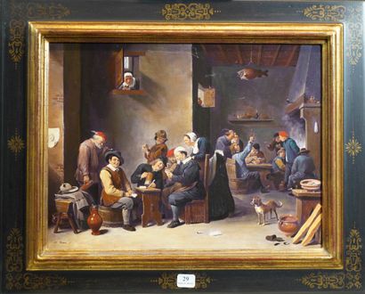 null 29- Galerie Troubetzkoy David TENIERS (d'après) ''Scène de cabaret'' 25 x 35...