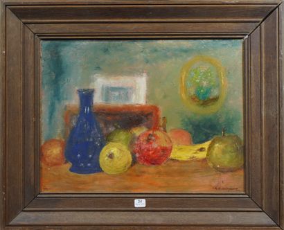 null 24- A. Kahn COROYANTZ ''Nature morte aux fruits'' Huile sur panneau signée en...