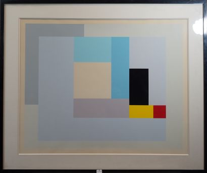 null 2- Ecole Moderne ''Composition'' Estampe 68 x 53 cm