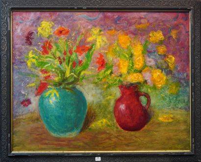 null 15- A.M. COROYANTZ ''Nature morte aux fleurs'' Huile sur panneau 60 x 75 cm