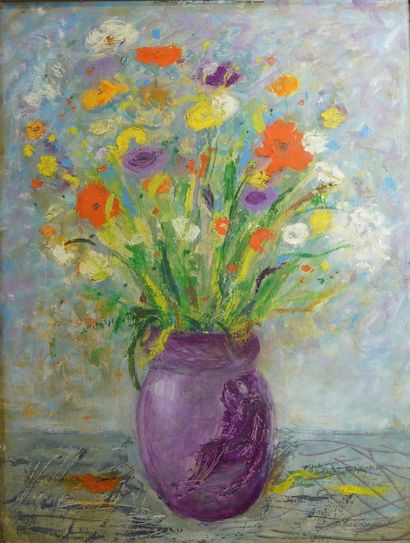 27- A. Kahn COROYANTZ ''Bouquet au vase violet''...