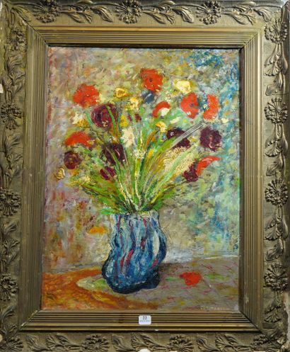 null 22- A. Kahn COROYANTZ ''Vase de fleurs'' Huile sur panneau signée en bas à droite...