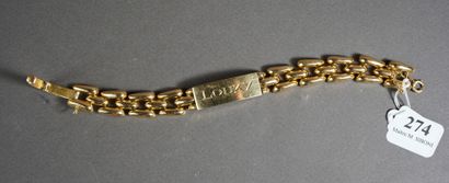 null 274- Bracelet d'identité en or jaune gravé ''Louky'' Pds : 37,10 g