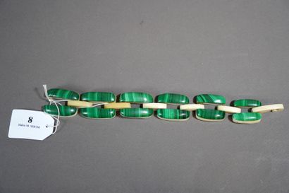 null 8- Bracelet en malachite et bakélite Années 1950