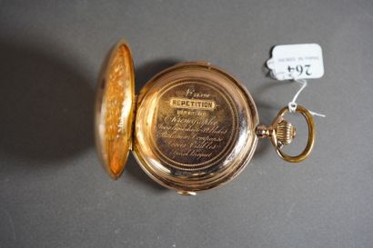 null 264- Montre de gousset chronographe en or jaune Anneau en métal Mouvement à...
