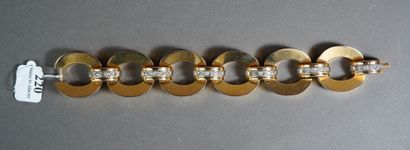 null 220- Bracelet Tank en or à 6 anneaux, les 6 attaches serties de diamants Pds...