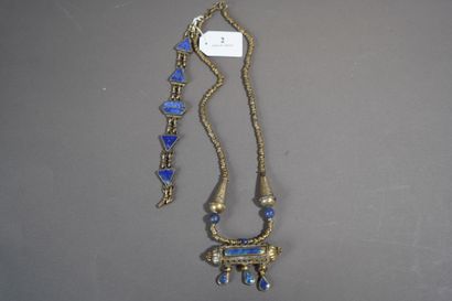 2- Lapis lazuli set including an ethnic necklace...