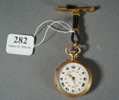 null 282- Montre de col en or jaune et sa barrette en métal argenté Pds de la montre...